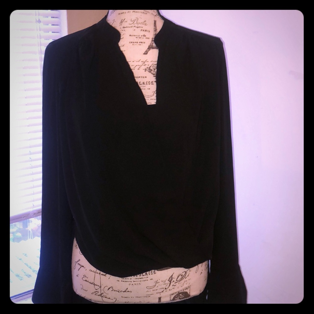 BCBG Max Azria black chiffon blouse